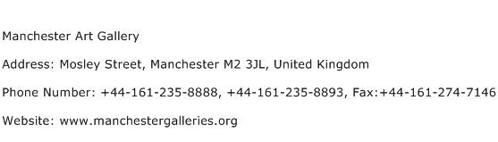Manchester Art Gallery Address Contact Number