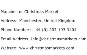 Manchester Christmas Market Address Contact Number
