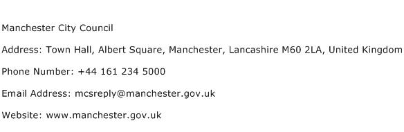 Manchester City Council Address Contact Number