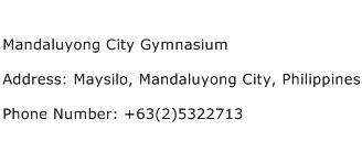 Mandaluyong City Gymnasium Address Contact Number