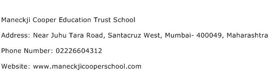 Maneckji Cooper Education Trust School Address Contact Number