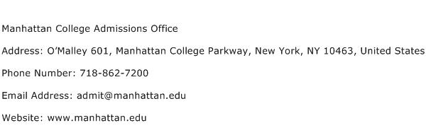 Manhattan College Admissions Office Address Contact Number