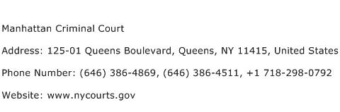 Manhattan Criminal Court Address Contact Number