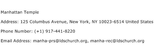 Manhattan Temple Address Contact Number