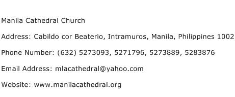 Manila Cathedral Church Address Contact Number