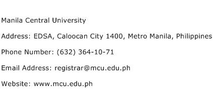 Manila Central University Address Contact Number