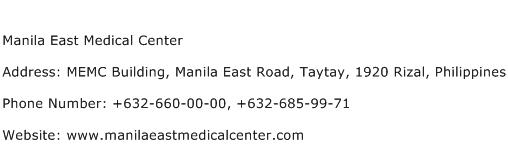 Manila East Medical Center Address Contact Number