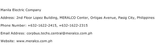 Manila Electric Company Address Contact Number