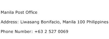 Manila Post Office Address Contact Number