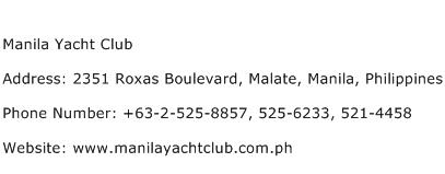 Manila Yacht Club Address Contact Number