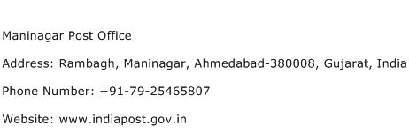 Maninagar Post Office Address Contact Number