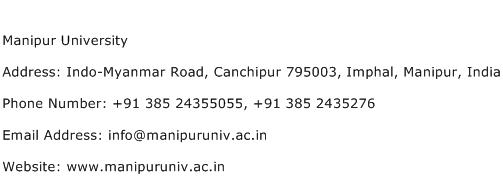 Manipur University Address Contact Number
