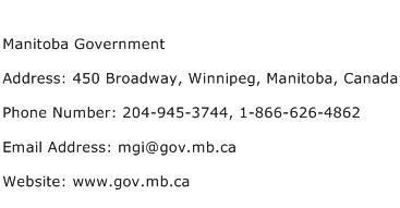 Manitoba Government Address Contact Number