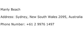 Manly Beach Address Contact Number