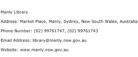 Manly Library Address Contact Number