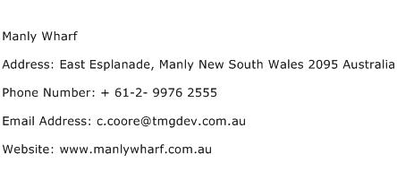 Manly Wharf Address Contact Number