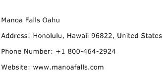 Manoa Falls Oahu Address Contact Number