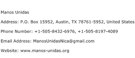 Manos Unidas Address Contact Number