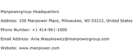 Manpowergroup Headquarters Address Contact Number
