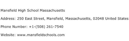 Mansfield High School Massachusetts Address Contact Number