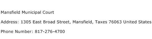 Mansfield Municipal Court Address Contact Number