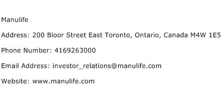 Manulife Address Contact Number
