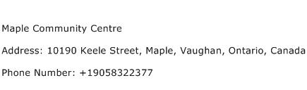 Maple Community Centre Address Contact Number