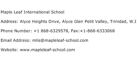 Maple Leaf International School Address Contact Number
