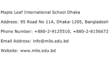 Maple Leaf International School Dhaka Address Contact Number