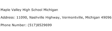 Maple Valley High School Michigan Address Contact Number