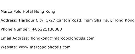 Marco Polo Hotel Hong Kong Address Contact Number