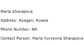 Maria Sharapova Address Contact Number