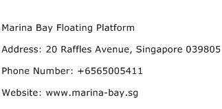 Marina Bay Floating Platform Address Contact Number