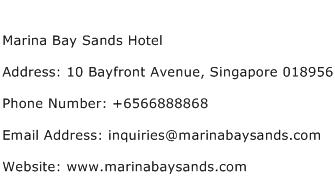 Marina Bay Sands Hotel Address Contact Number