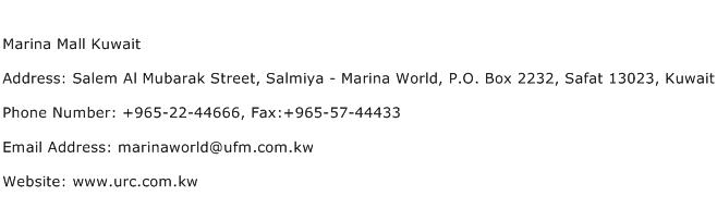 Marina Mall Kuwait Address Contact Number
