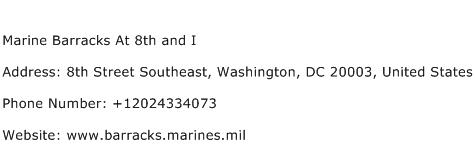 Marine Barracks At 8th and I Address Contact Number