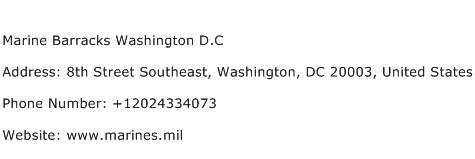 Marine Barracks Washington D.C Address Contact Number