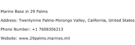 Marine Base in 29 Palms Address Contact Number