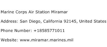 Marine Corps Air Station Miramar Address Contact Number