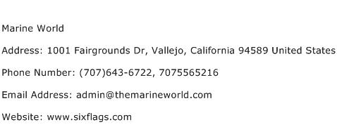 Marine World Address Contact Number