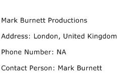 Mark Burnett Productions Address Contact Number