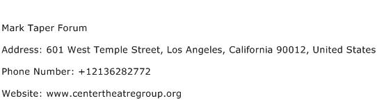Mark Taper Forum Address Contact Number