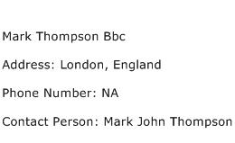 Mark Thompson Bbc Address Contact Number