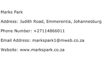 Marks Park Address Contact Number
