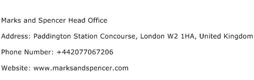 Marks and Spencer Head Office Address Contact Number