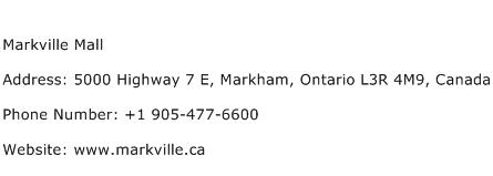 Markville Mall Address Contact Number
