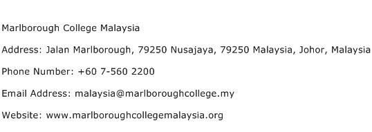 Marlborough College Malaysia Address Contact Number