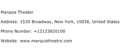 Marquis Theater Address Contact Number