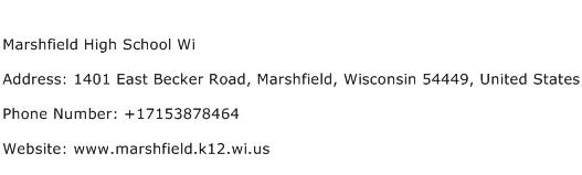 Marshfield High School Wi Address Contact Number
