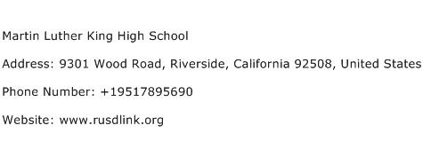Martin Luther King High School Address Contact Number